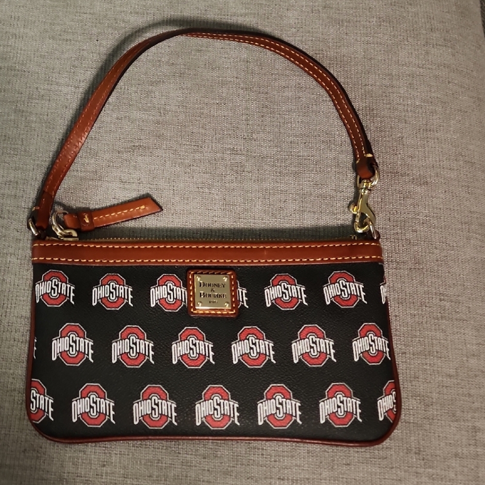 Dooney & Bourke Black and Brown Ohio State Wristlet